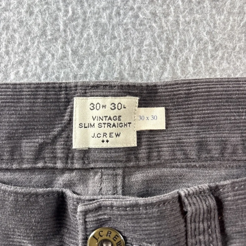 J Crew Curdoroy Men's Pants 30x30 Vintage Slim Straight Gray Preppy Classic